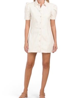 Blank NYC Cream Button-Front Mini Shirt Dress